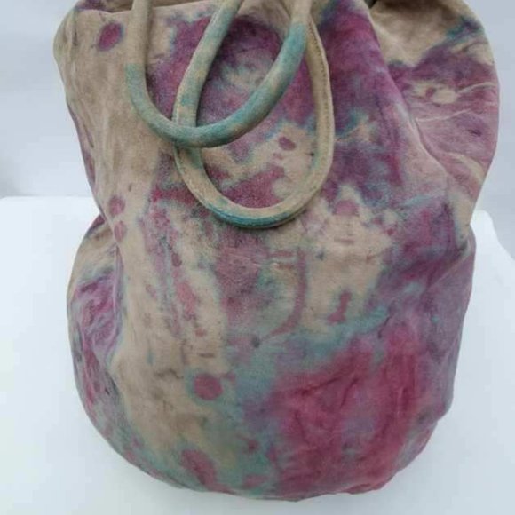 Prada XL suede Leather Bag backpack size tie dyed gray purple pink blue vintage - Picture 7 of 15
